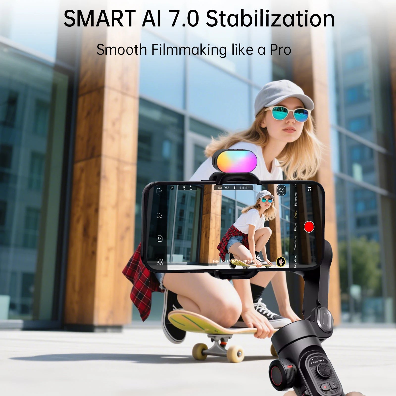 AOCHUAN Smart XE Kit Gimbal Stabilizer for Smartphone iPhone Video Recording Magnetic Fill Light 3-Axis Foldable Android Gimble