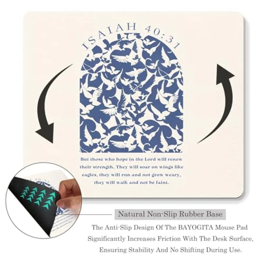 Motivational Bible Verse Decor Mouse Pad - Inspirational Christian Office Desk Mousepad, Positive Bible Verse Decor, Inspiratio