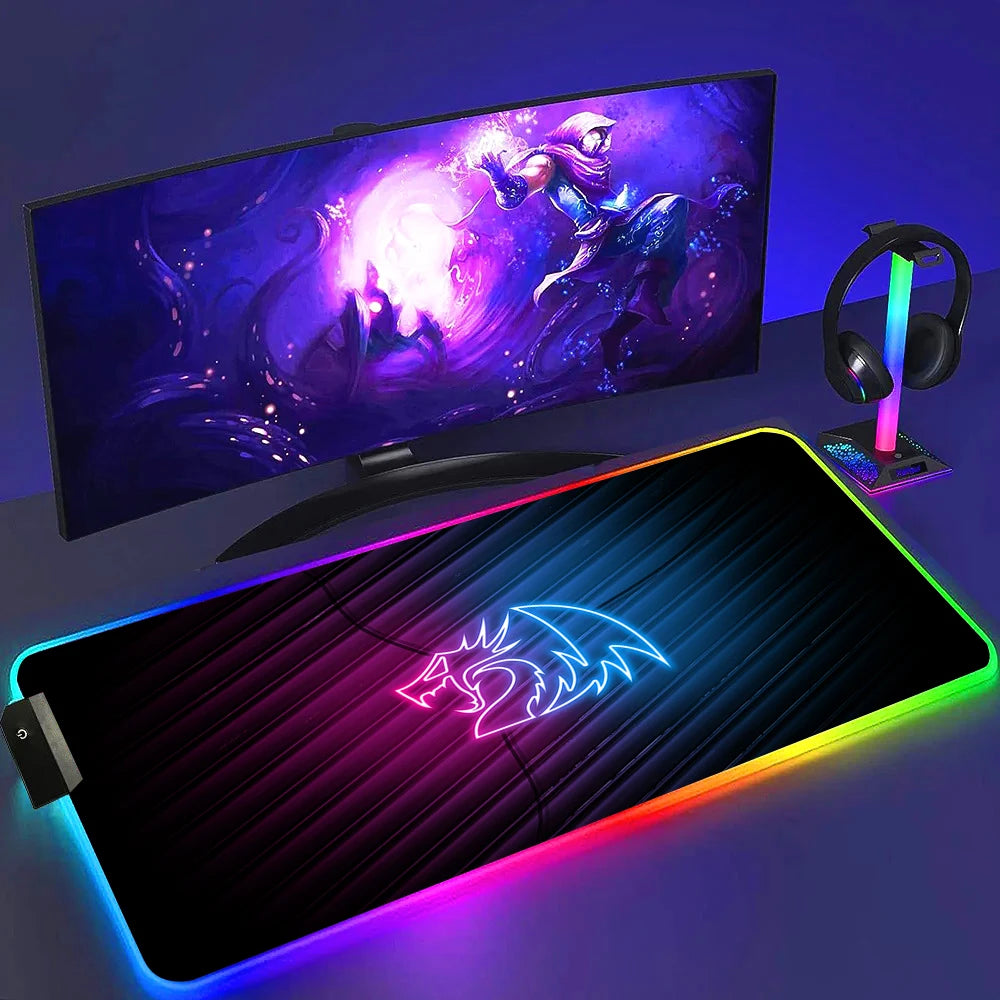 Redragon RGB LED Gaming Mouse Pad Rug Cool Anti-skid Keyboard Mat Computer Desk Accessories Mousepad Luminous Laptop Game Mats