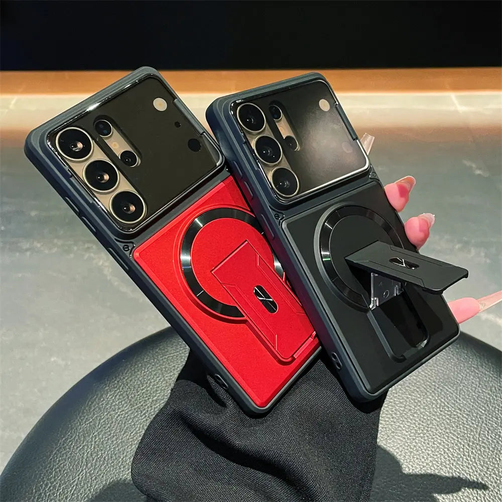 Luxury Invisible Kickstand Magnetic Case for Samsung Galaxy S26 S25 S24 S23 Ultra A57 A56 A37 A36 A17 A16 Lens Protection Cover