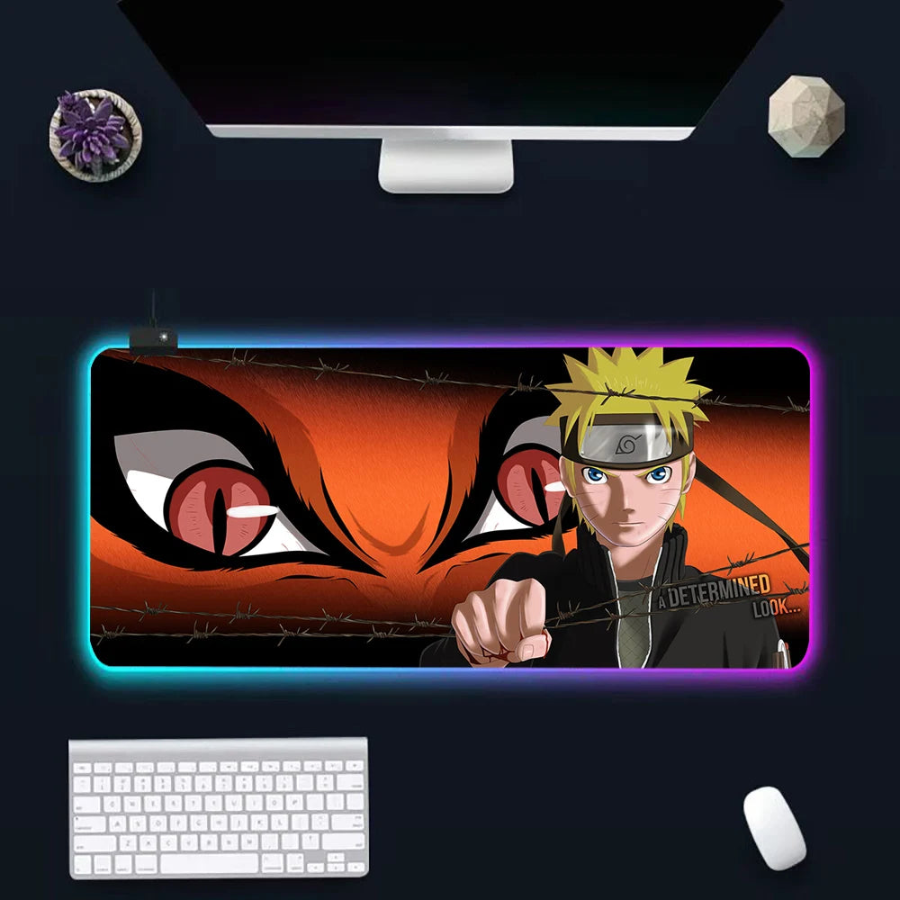 Anime N-narutos RGB Pc Gamer Keyboard Mouse Pad Mousepad LED Glowing Mouse Mats Rubber Gaming Computer Mausepad - WinSupport Tech