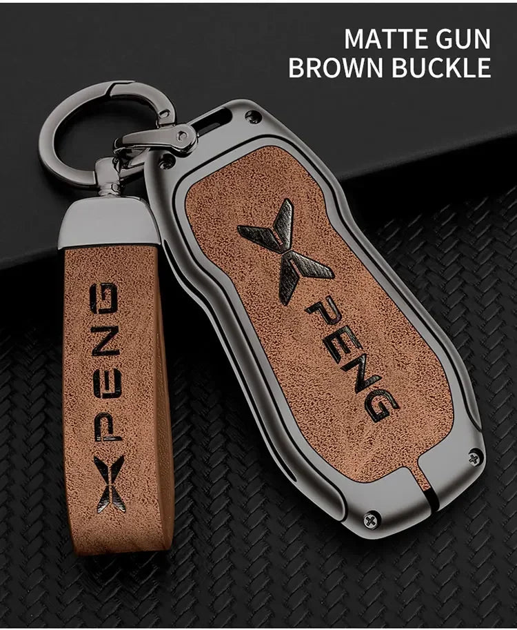 Metal Car Key Fob Cover Case Shell For Xpeng Xiaopeng P5 P7 G9 G3i Holder Interior Keychain Leather Accessories