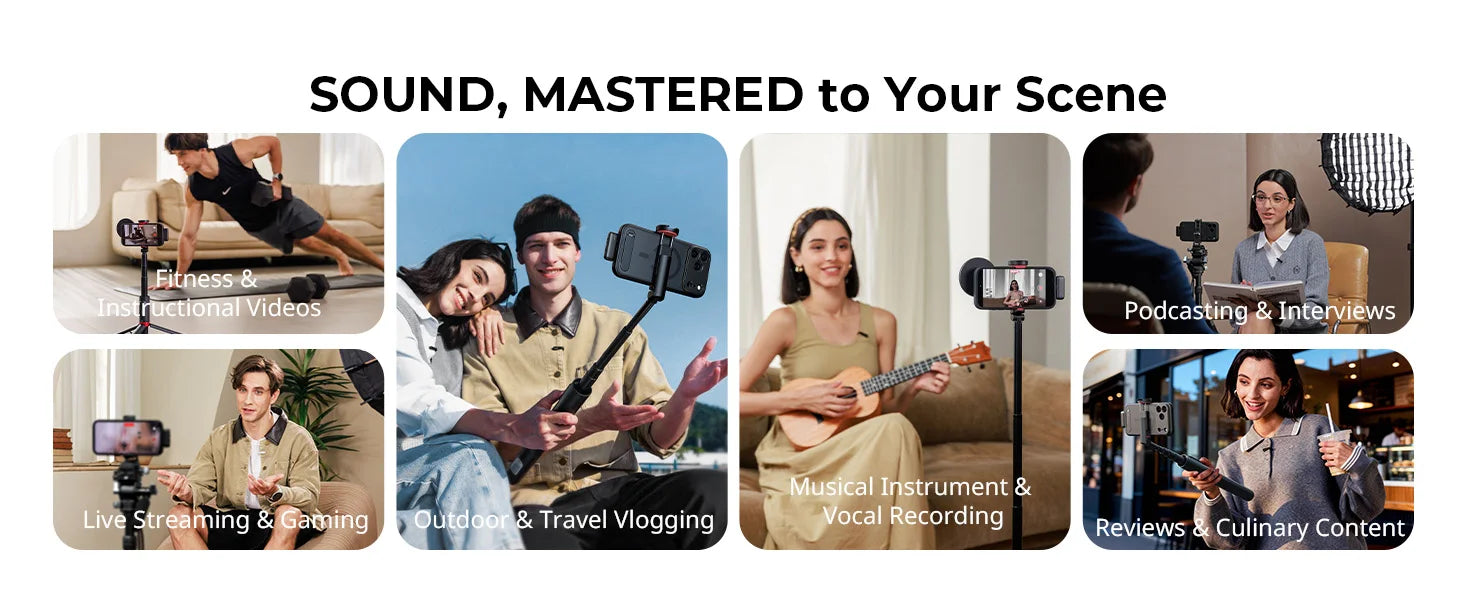 SmallRig S70 Wireless Microphone, 24-bit/48kHz Sampling 70dB SNR 40-Hour Runtime for Phone Camera for DJI for Insta360 -5715
