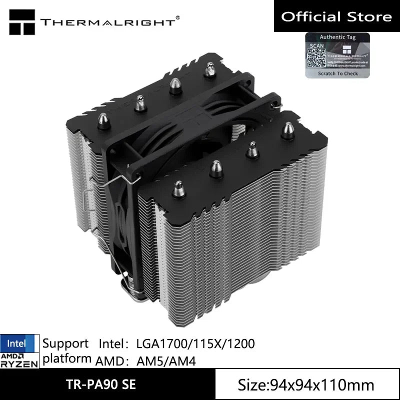 Thermalright TR-PA90 SE 4 HeatPipes CPU Cooler Air Cooling Radiator Dual Tower 4PIN PWM Fan Supports LGA1700/115X/1200/AM5/AM4
