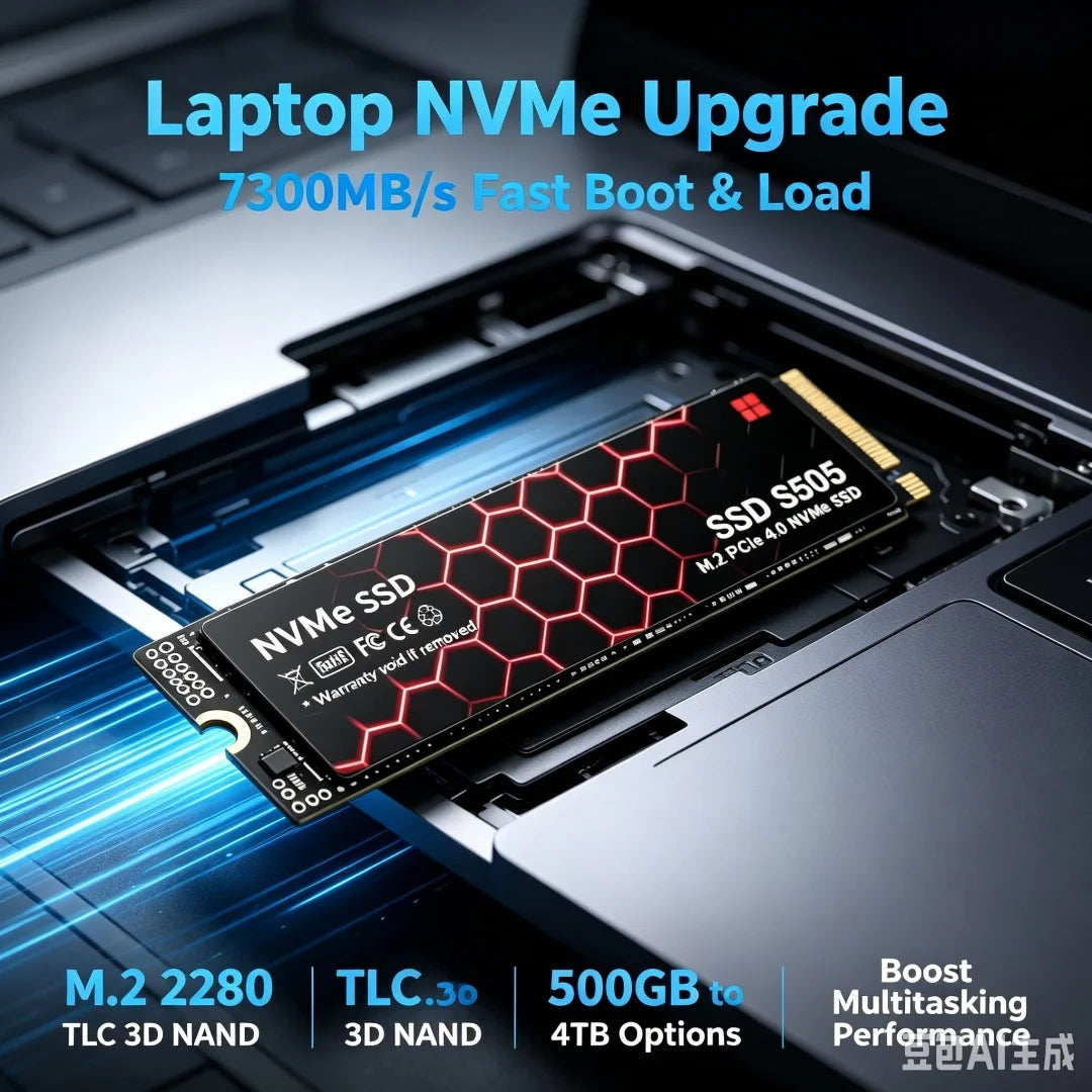 S505 High-Speed M.2 2280 NVMe SSD,7400MB/s PCIe4.0 X4 TLC 3D NAND,500GB/1TB/2TB/4TB Gaming SSD for PS5, Laptop & Desktop PC