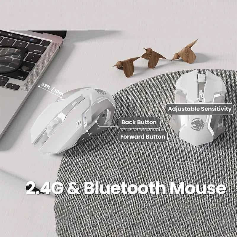 EWEADN V3 wireless Silent Office keyboard and mouse set,104 Keys Full Size with Pudding Keycaps, for Games and Office, Laptop/PC