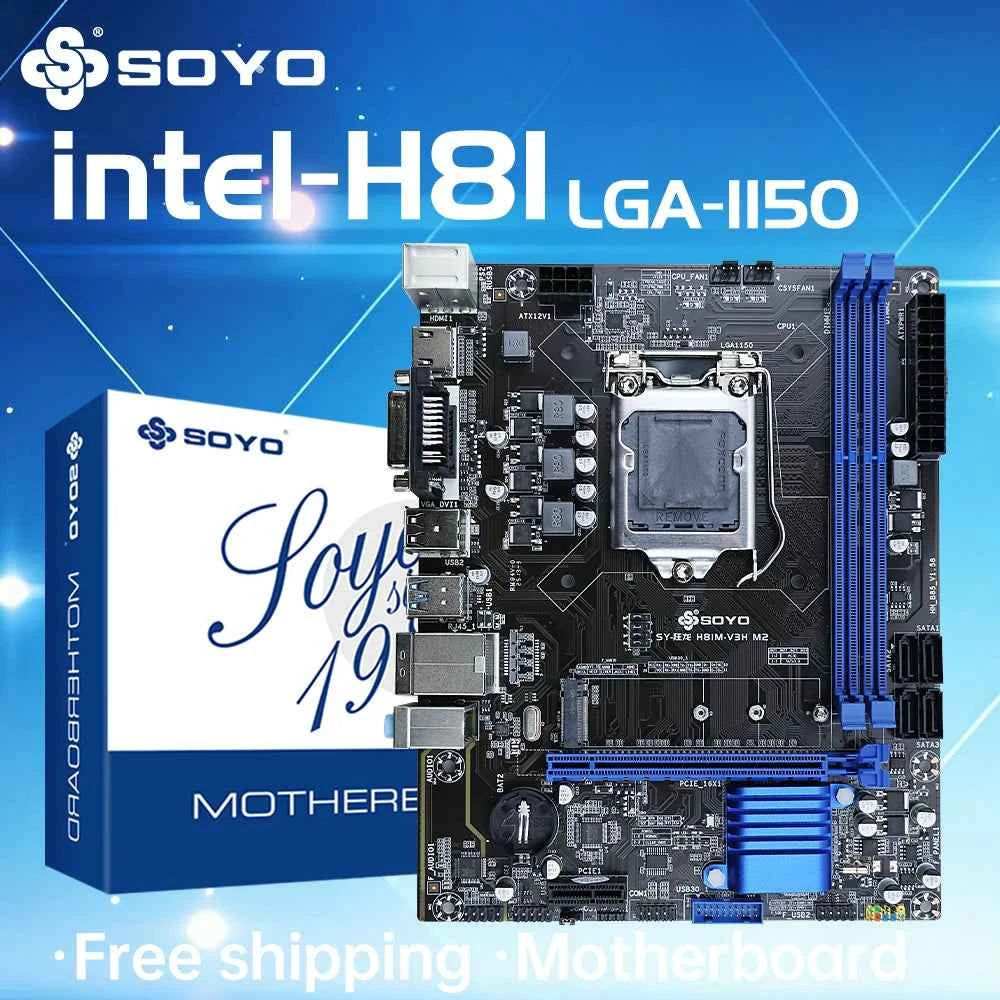 H81 Motherboard SOYO DDR3 LGA 1150 RAM 16GB Support I3 I5 I7 Nvme NGFF M.2 Slot VGA HDMI-Compatible RJ45 Gaming Mainboard