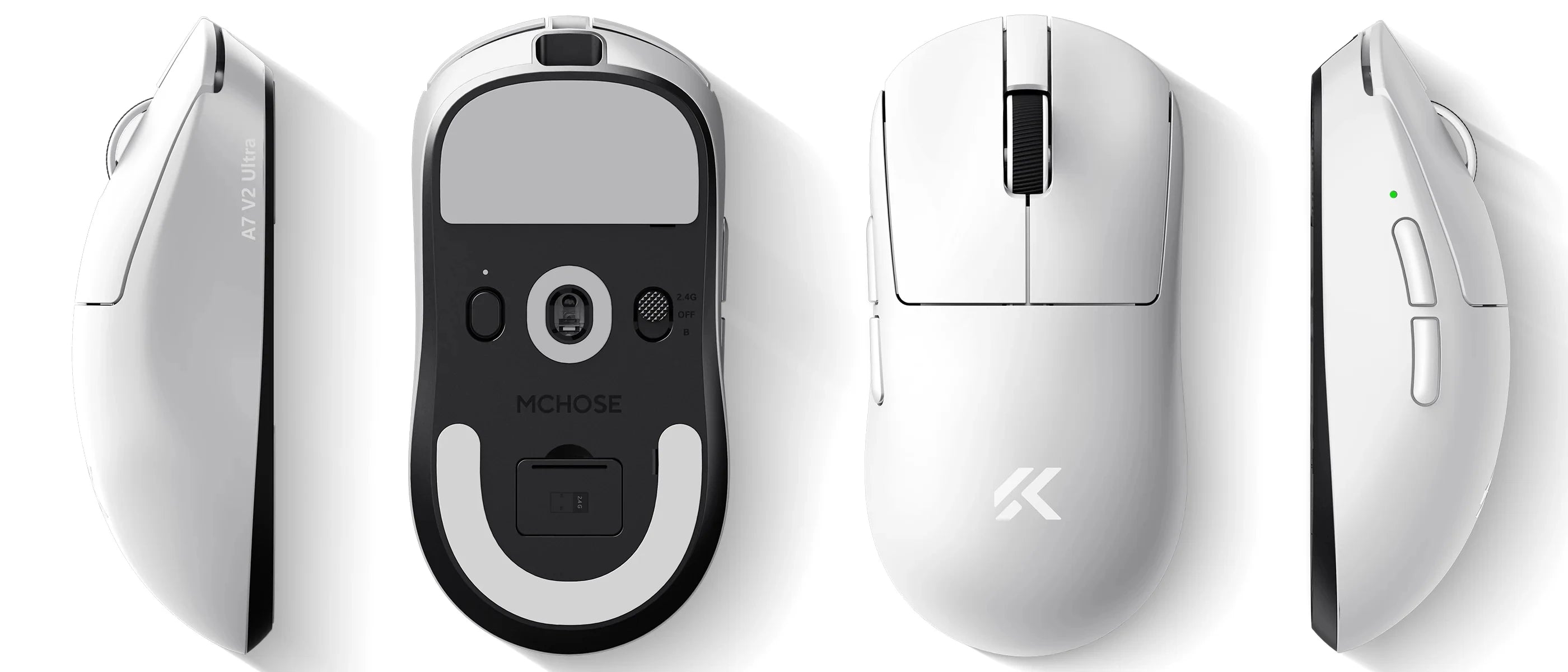 MCHOSE A7 V2 Lightweight Wireless Gaming Mouse Dual8000Hz Polling Rate PAW3950TI Imported Super Glide Glass Coating Office Mouse