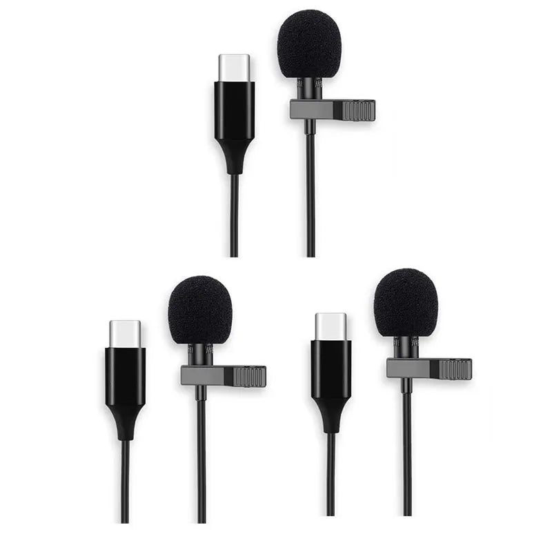 1/3/5pcs Portable 3.5mm/Type C Mini Microphone For Phone Clip-On Lapel Lavalier Professional Mic For PC Laptop Mobile Microphone