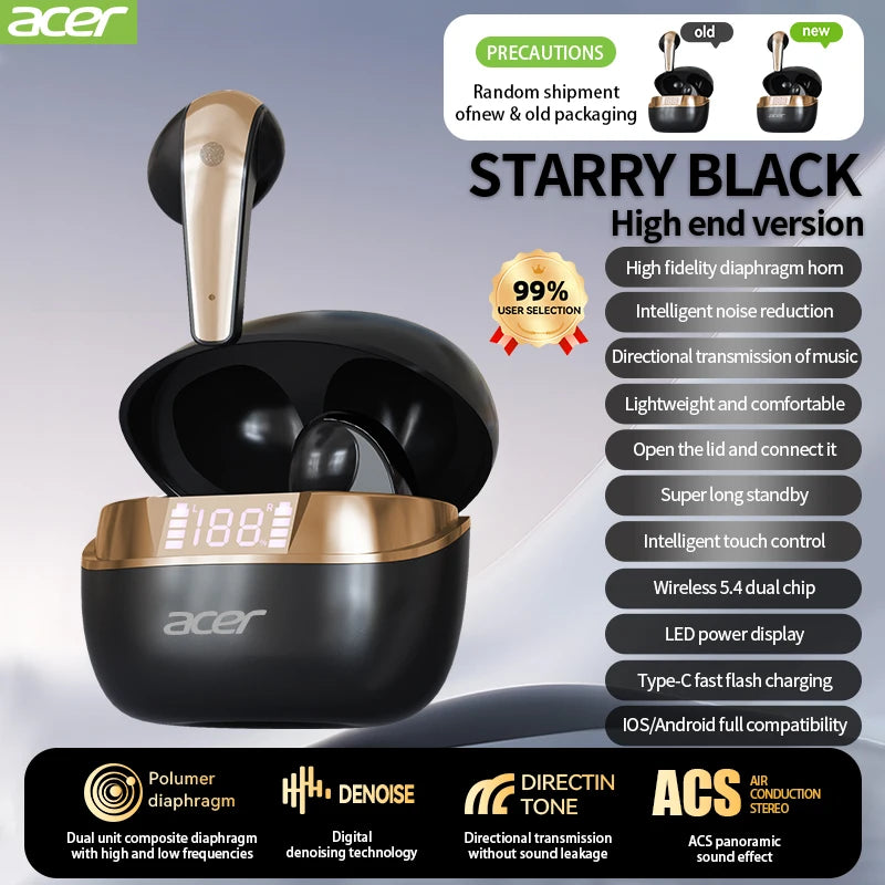 [Official Acer Product] Ohr554 New Wireless Bluetooth Headphones In-Ear Design Comfortable for Wearing Sports Running Calls Noise Reduction Stereo Sound Quality
