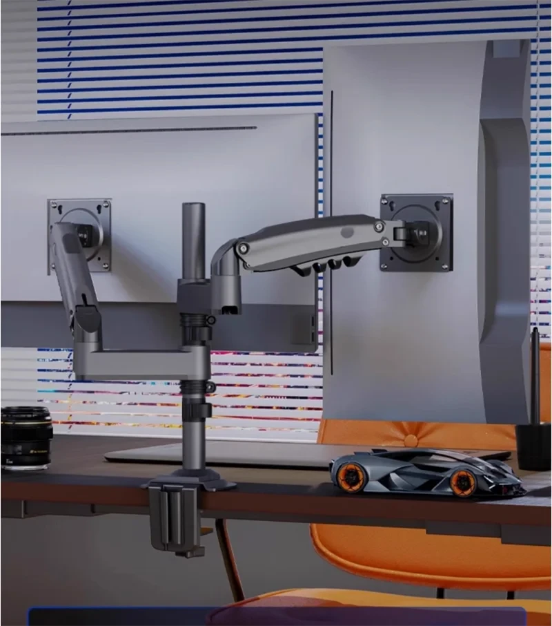 NB H180 Double Monitor Desk Holder Arm Gas Spring Full Motion 17'-27' LCD TV Mount Ergonomic Dual Arm Clamp Bracket 2-9kgs Each