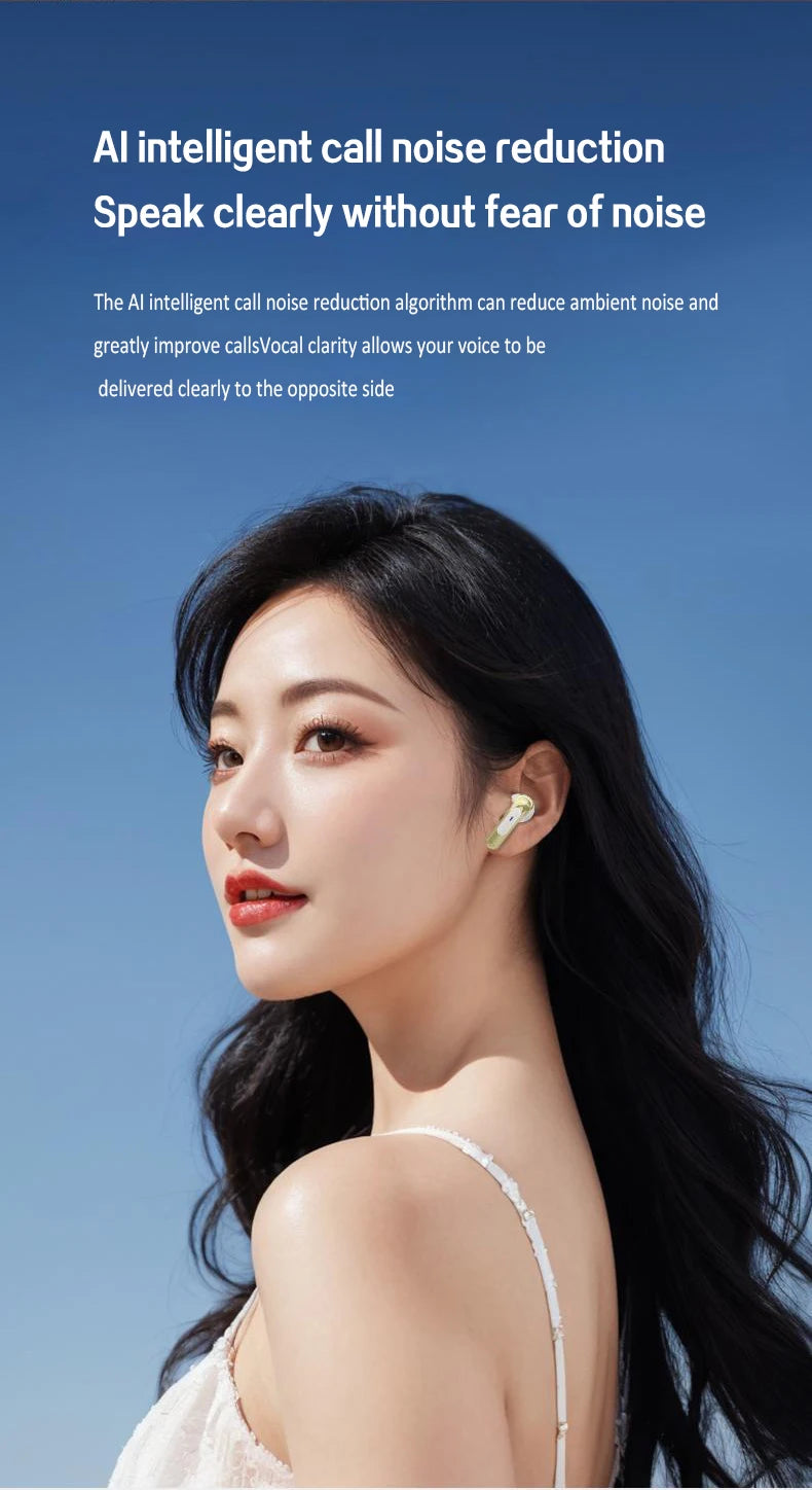 Bluetooth Earphone Wireless Headphone HiFi Stereo Sport Gaming Headsets ENC HD-Calling Noise Reduction Earbuds For Xiaomi iPhone