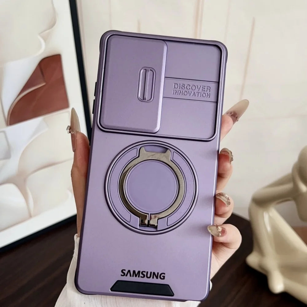 Military Armor Slide Camera Protection Magnetic Bracket Case Samsung S26 S25 FE S24 S23 S25 Ultra S22 Plus S21 A56 A36 A16 Cover