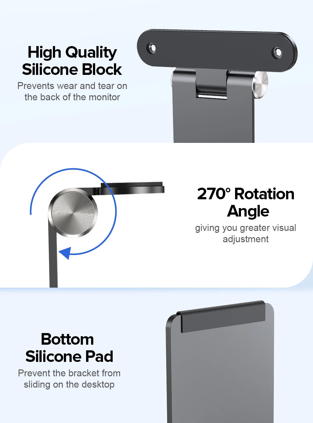 EVICIV Adjustable Monitor Stand VESA 75*75mm Mount Desk Support Holder for 7 - 17.3 Inch  M3/M4 Portable Monitor Kickstand
