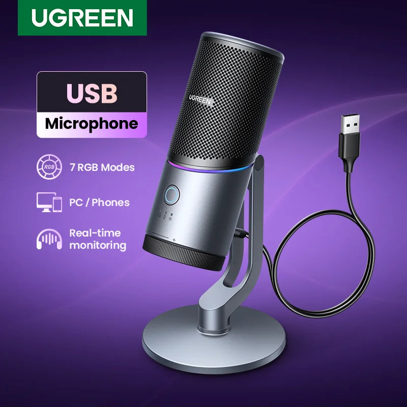 UGREEN CM769 USB Condenser Microphone with RGB, for PC/Mac, Gaming/Karaoke/Recording/Streaming/Podcasting - WinSupport Tech