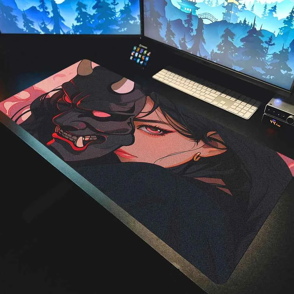Mask Anime Girl Mouse Pad Large Computer Office Game Table Mats XXL Rubber Anti-slip Gaming Keyboard Mousepads Long Desk Pads