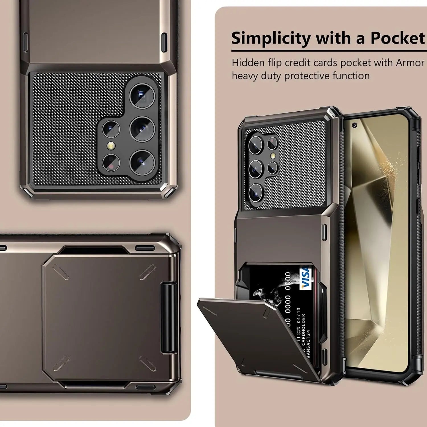 For Samsung Galaxy S25 S24 Ultra S25 S24 Plus S24 FE Wallet Case with Card Holder, Dual Layer Heavy Duty Shockproof Phone Cover