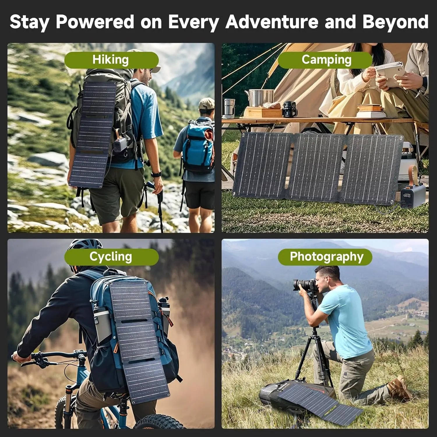 ALLPOWERS PB100 Powerbank and SP001 12V21W Solar Panel 24000mAh 4-Port Portable Charger with LED for Phone Laptop Camping travel