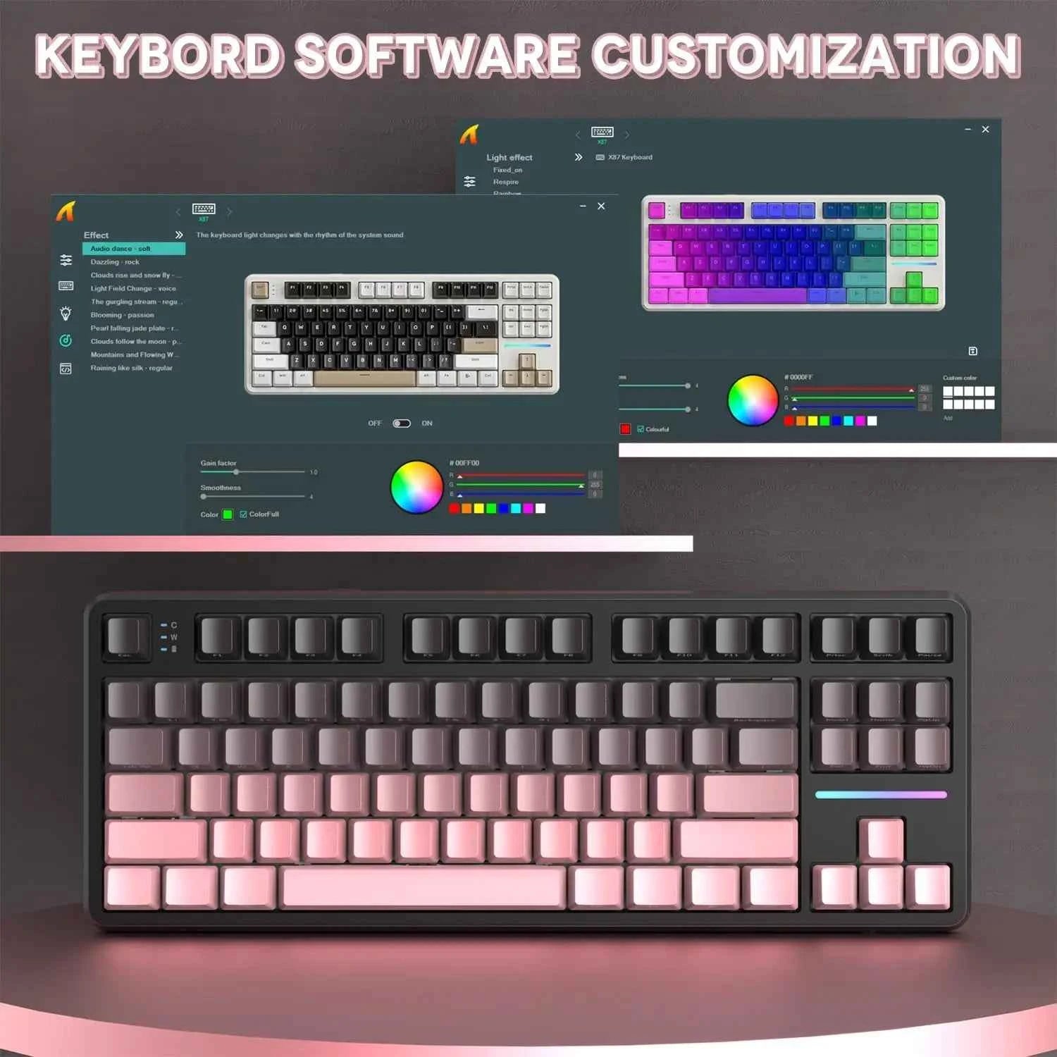 Attack Shark X87 Wireless Mechanical Keyboard, Hot Swappable Gasket Gaming Keyboard RGB Backlit Gaming Keyboard,BT/2.4GHz/USB-C