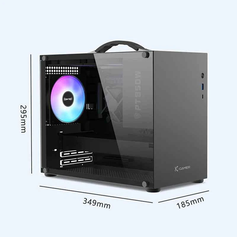 PowerTrain X-GAMERX X100 M-ATX Portable Computer Case ITX  MATX  Power Supply Support U3 Type-C Desktop MINI Small Chassis