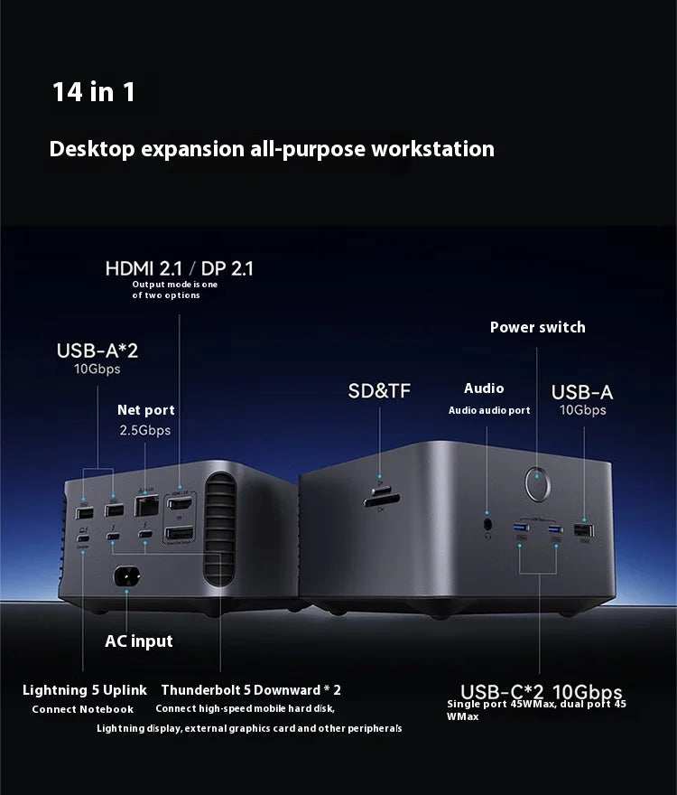 ANKER Prime TB5 Thunderbolt 5 Docking Station Dual 8K Triple Screen Display Type-C Expansion 120Gbps 14-in-1 for MacOS/Windows