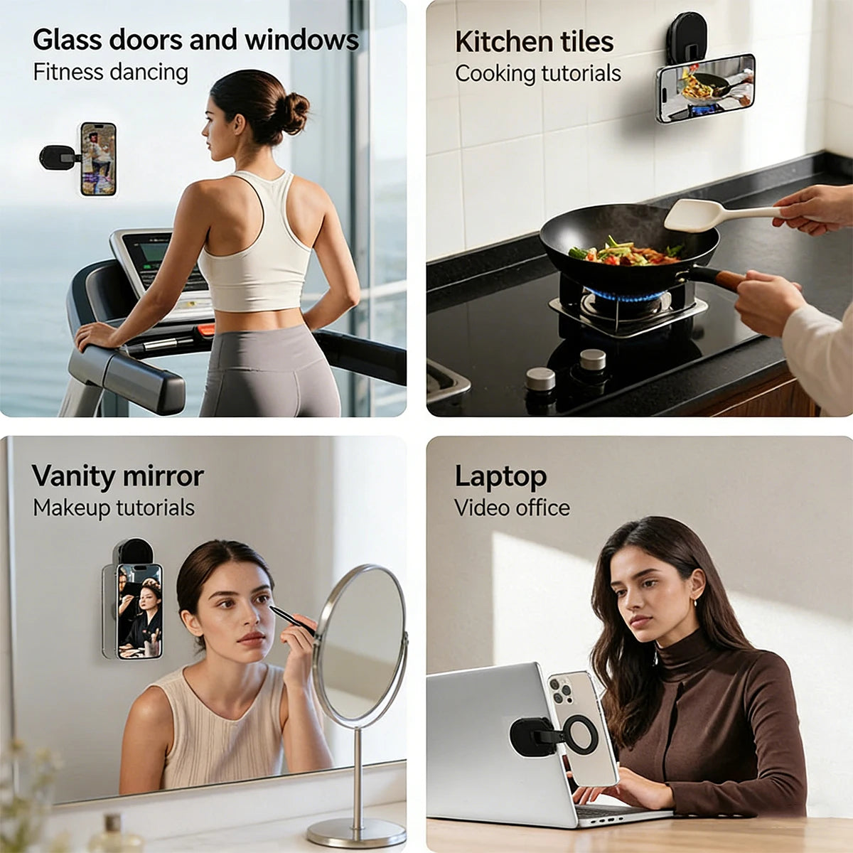 3-in-1 Suction Cup Phone Mount Strong Magnetic Phone Holder Mount with Pull Ring Phone Grip for iPhone/Samsung/Android JR-ZS418