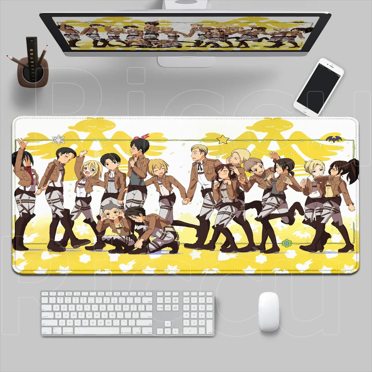 New HD Printing Attack on Titan Anime Desk Mat Large Lock Edge Mouse Pad Computer Mousepad Gaming Laptop Keyboard Mouse Mats Rug