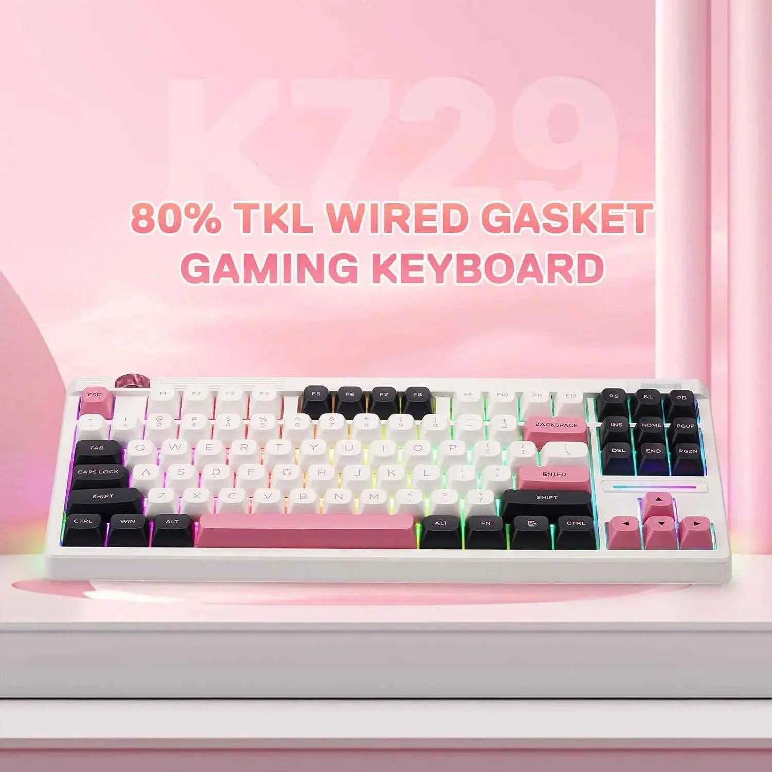 Redragon K729 80% Wired Gasket RGB Gaming 87 Keys TKL Mechanical Hot-Swap South-Facing Socket & 5-Layer Dampener Keyboard