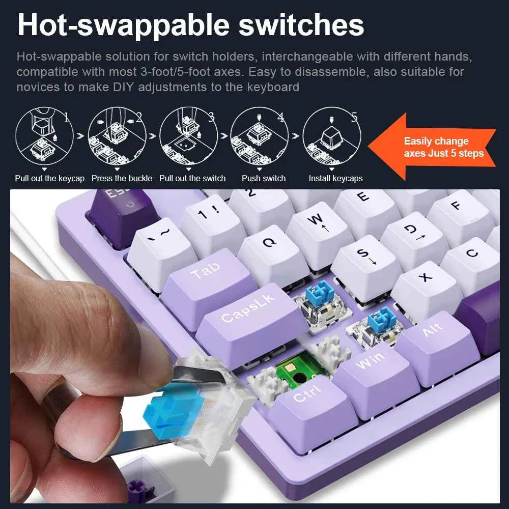 E-YOOSO Z94 USB Mechanical Gaming Keyboard Wired Monochrome LED Backlit Blue Red Switch 94 Key for Compute Laptop PC