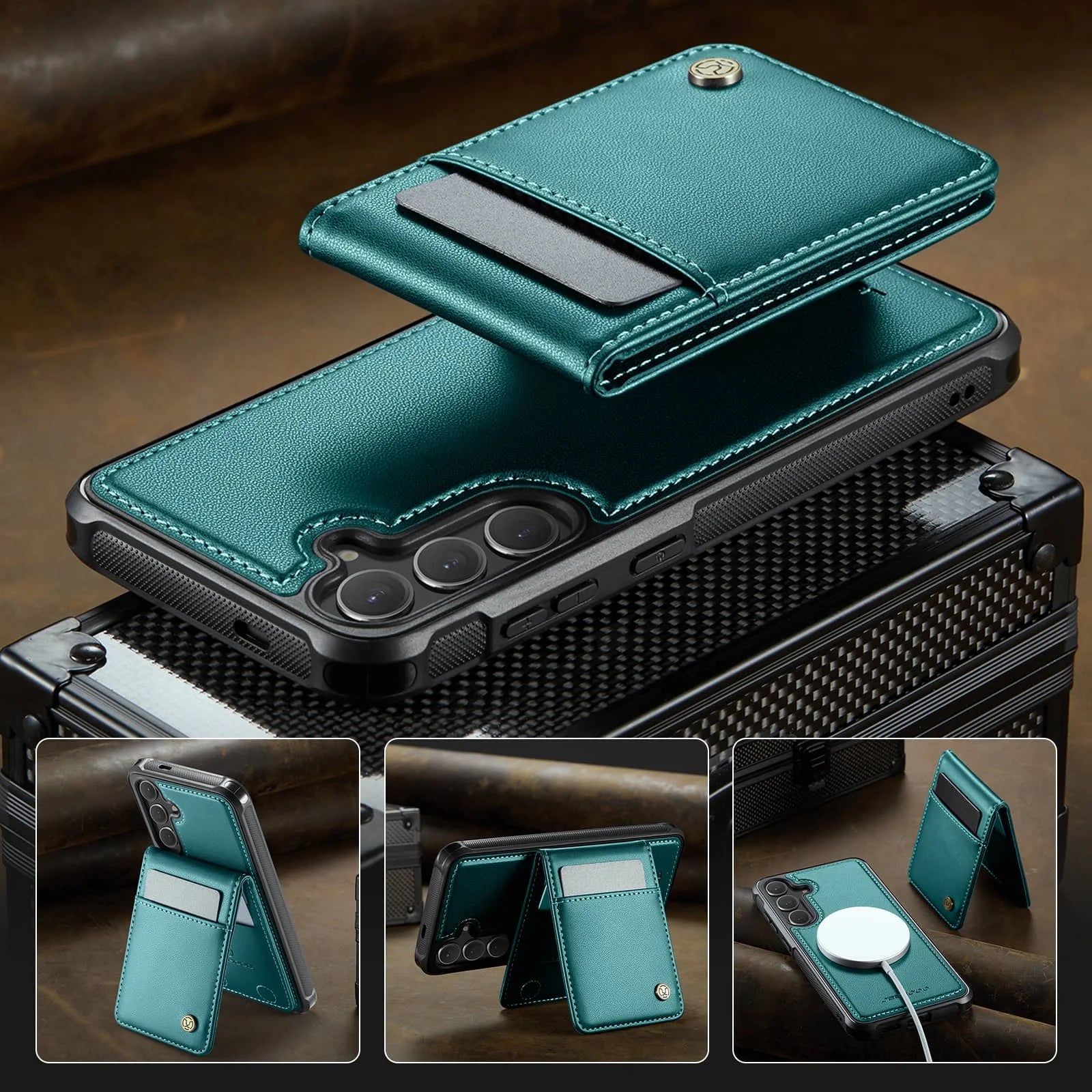 Magnetic 2 in 1 Detachable for Samsung Galaxy S25 S24 Ultra Wallet Case with Card Holder, Magnetic Flip Kickstand Credit Slots