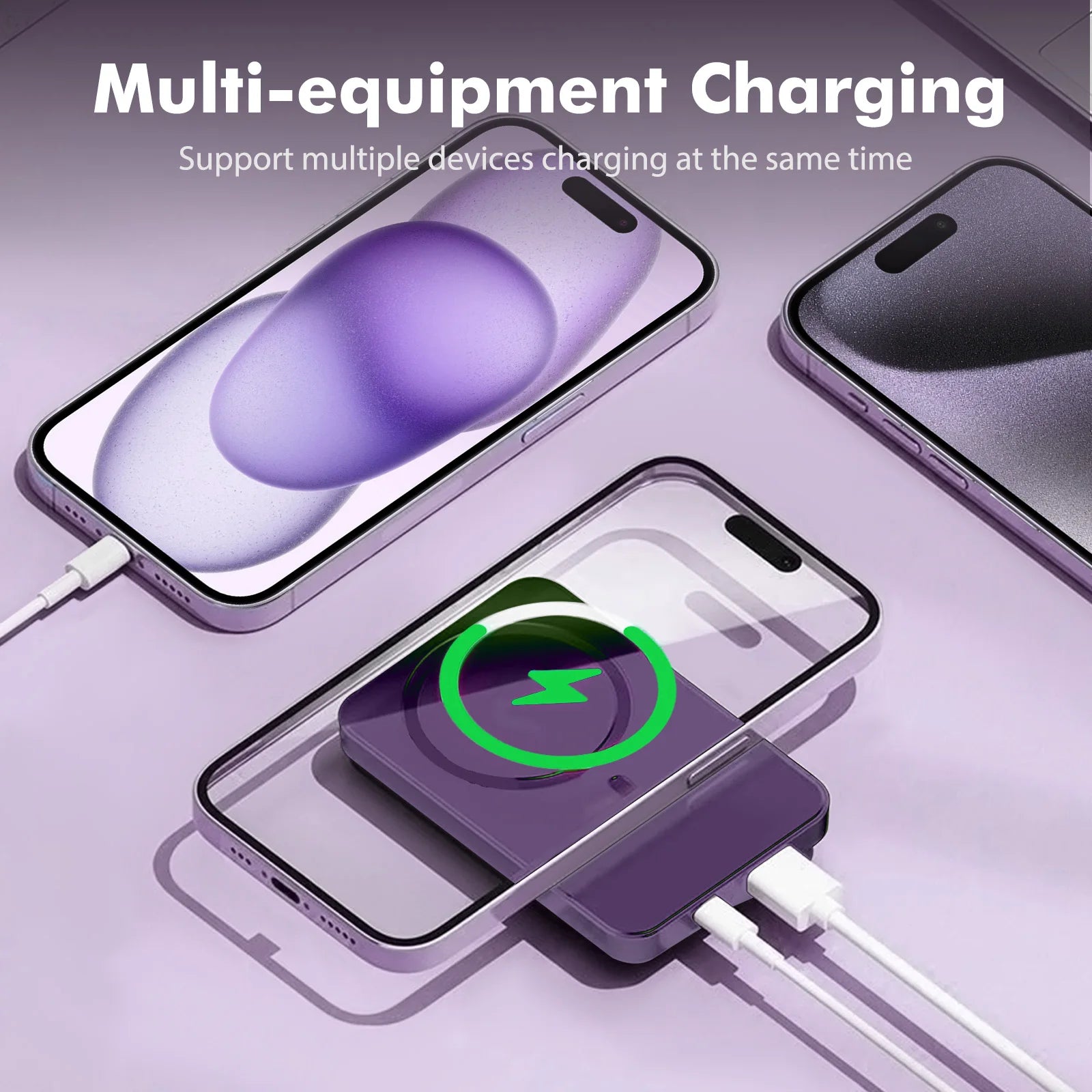 2-in-1 Wireless Magnetic Power Bank Fast Charging Portable PD 22.5W 10000mAh LED Power Display for iPhone 17/16/15/14 Samsung