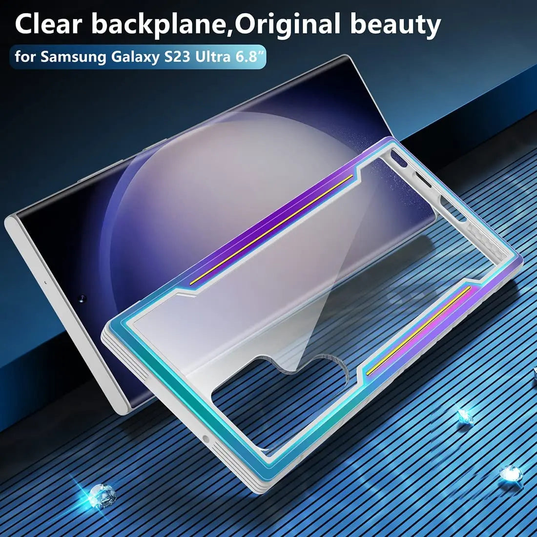 For Samsung Galaxy S23 Ultra Case with Camera Lens Protector Military Armor-Level Shockproof Metal Silicone Shockproof Clear