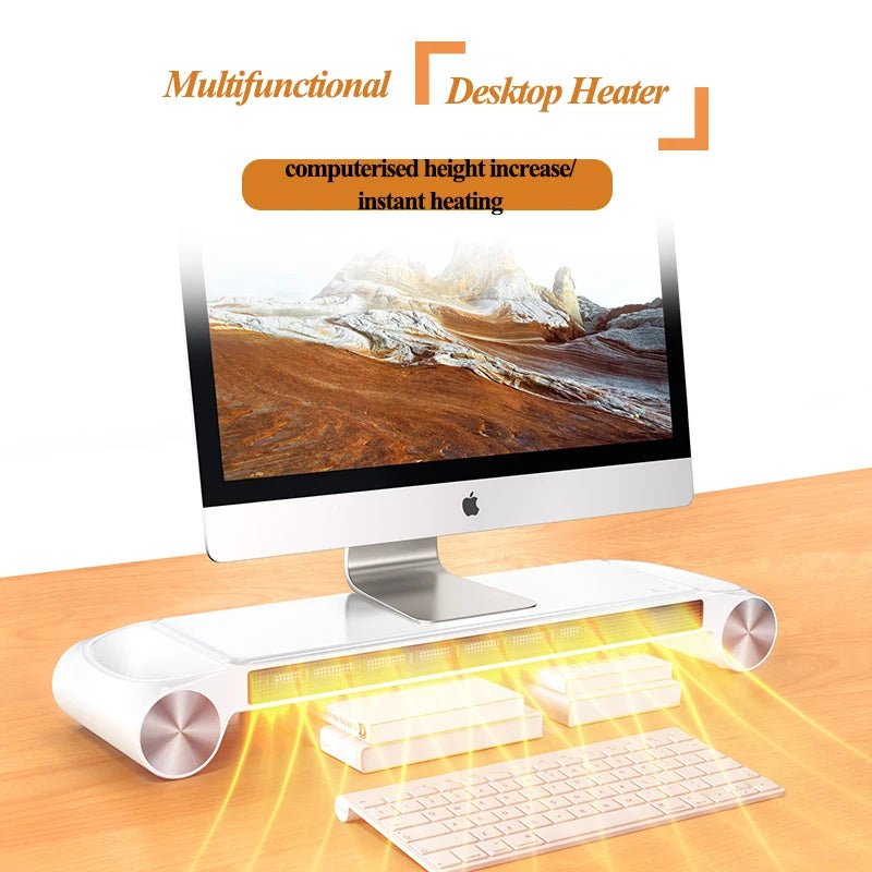 Eary 330W Desktop Space Heater & Monitor Stand for Home Office 2 Heating Setting Electric Heaters with USB Port US Standard Plug