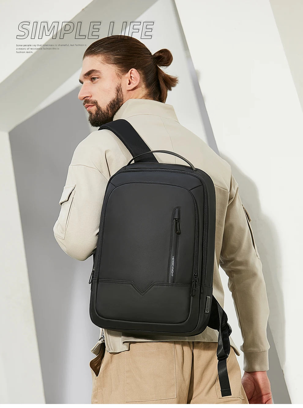 Heroic Knight Slim Man Laptop Backpack Waterproof School Bag With USB Charging For Boys Teenagers Luxury Backpack Men On Work