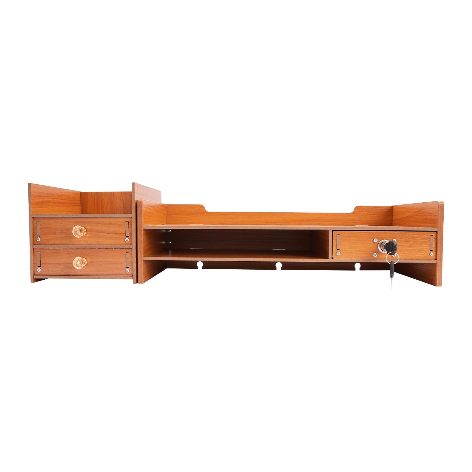 Computer Monitor Stand with Drawers & Keys & Phone Holder, Loading 5KG Computer Rack, Monitor Stand 48*20*13.5cm
