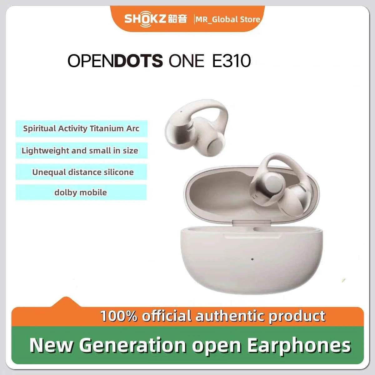 Shokz OpenDots ONE E310 Wireless Earphones Ear Clip AI Noise Reduction Long Battery Life Lightweight Earbuds Custom Headphones