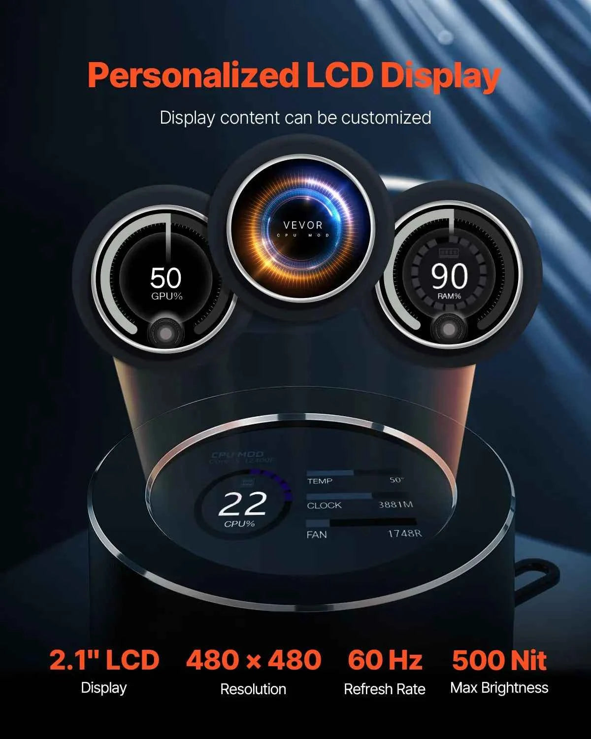 AIO CPU Liquid Cooler with 3x 120mm PWM Fans, Compatible with Intel/AMD Sockets, High-Performance Water Cooling System