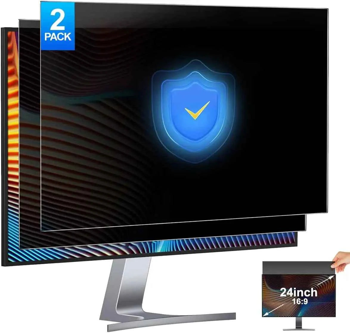 2 Pack 24 Inch Computer Privacy Screen Filter Anti-Spy Glare Protector Film for Widescreen Monitor with 16:9 Aspect Ratio