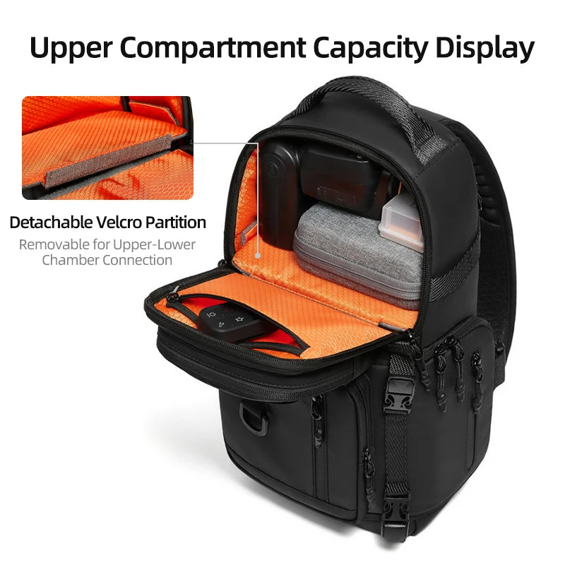 Men’s DSLR Camera Crossbody Bag – Waterproof Travel Shoulder & Chest Bag with Tripod Holder for Photography, Hiking & Outdoor Use