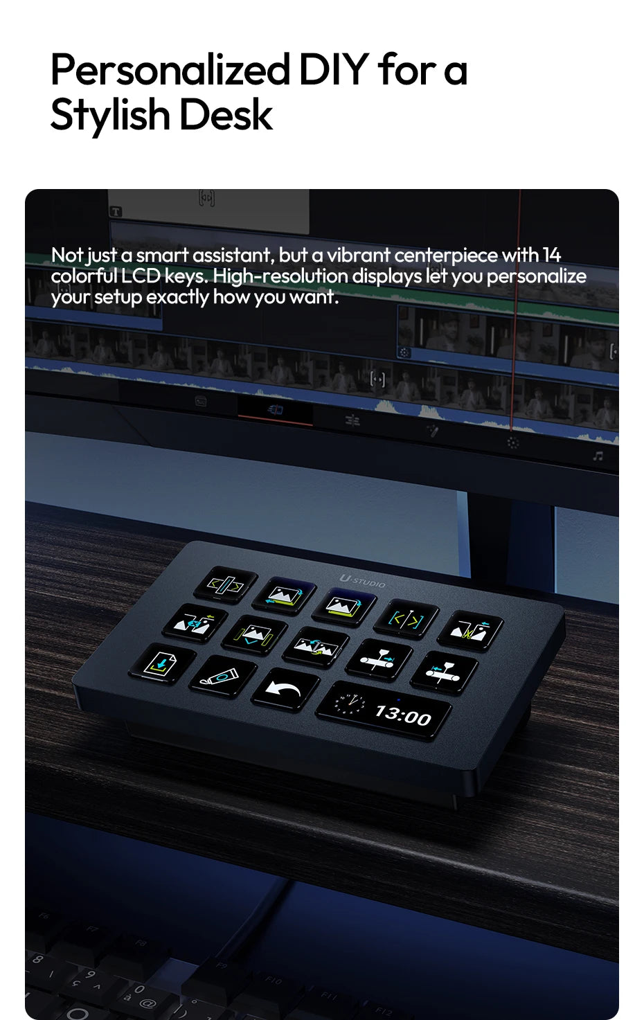 Ulanzi D200H Deck Dock AI-Powered Office Streaming Controller for Computer Fill Light for Intelligent Live broadcast Room