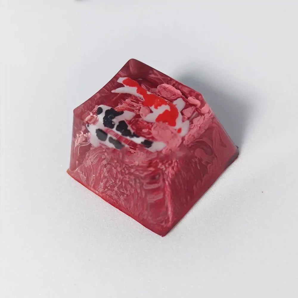 Handmade Keycaps Custom Scenery Koi 1U Resin Keycaps For Cherry Mx Switch Gamer Mechanical Backlit Keyboard Replace RGB Keycaps