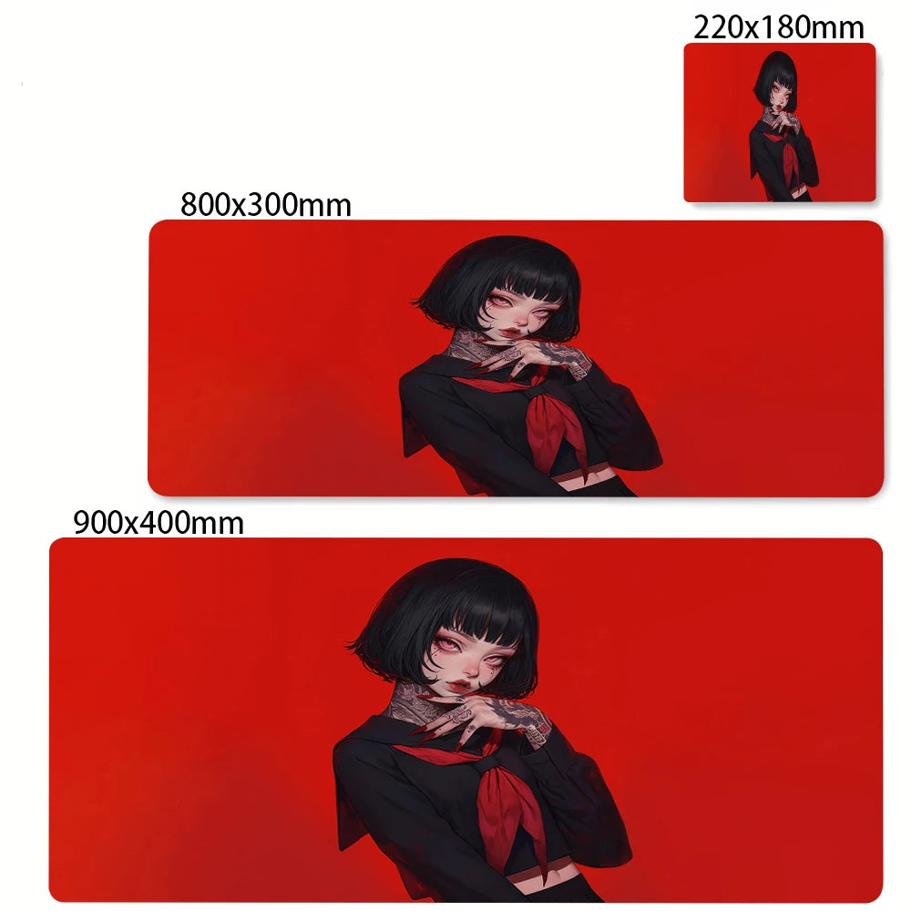 Japanese Style Anime Red Girl Pc Game Mousepad Large Mouse Pad XXL Gamer Mouse Mat Office Table Carpet Gaming Mats 500x1000mm