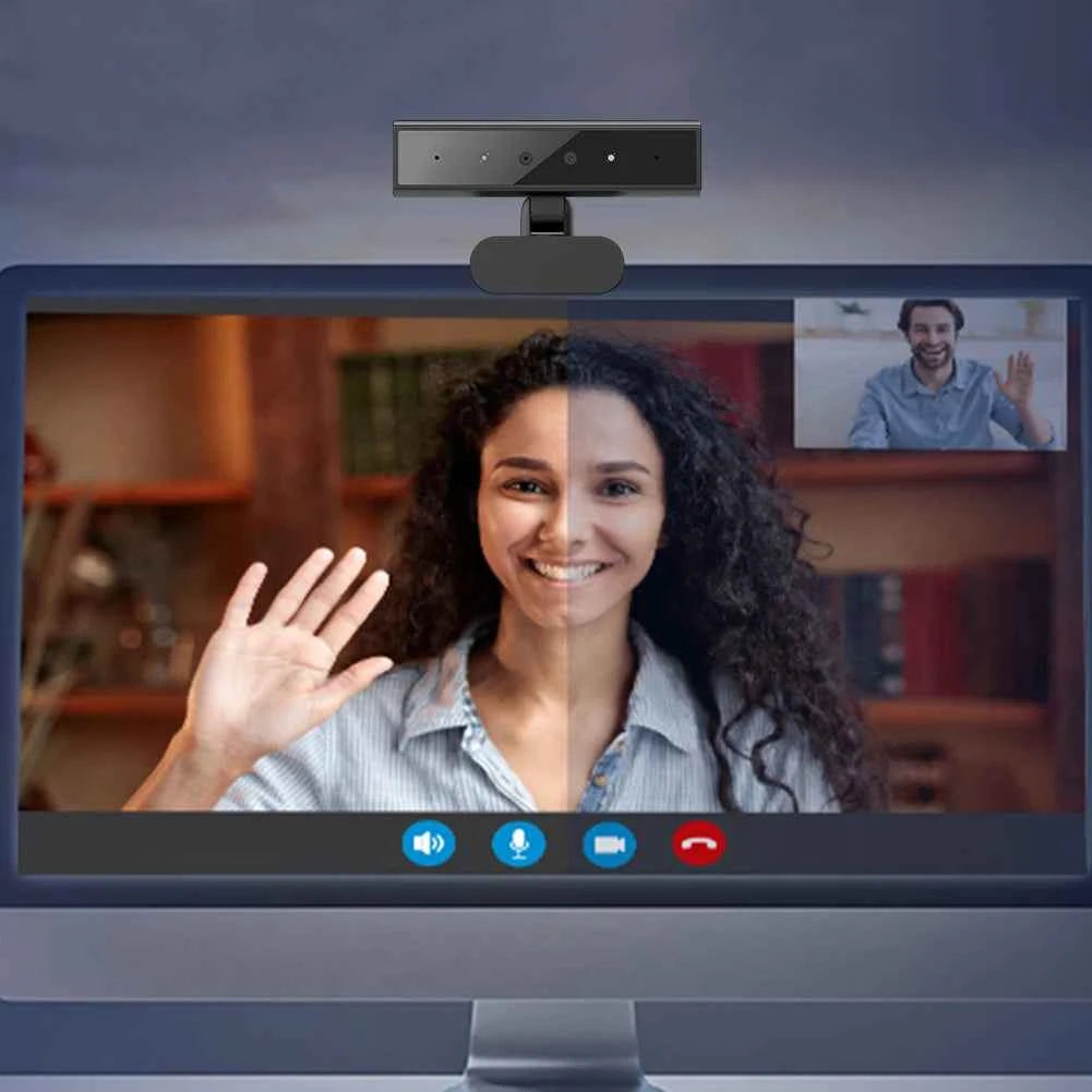 Facial Recognition Webcam for Windows Hello with Base Identification Login Web Camera 5MP 2K for Laptop Desktop Computer