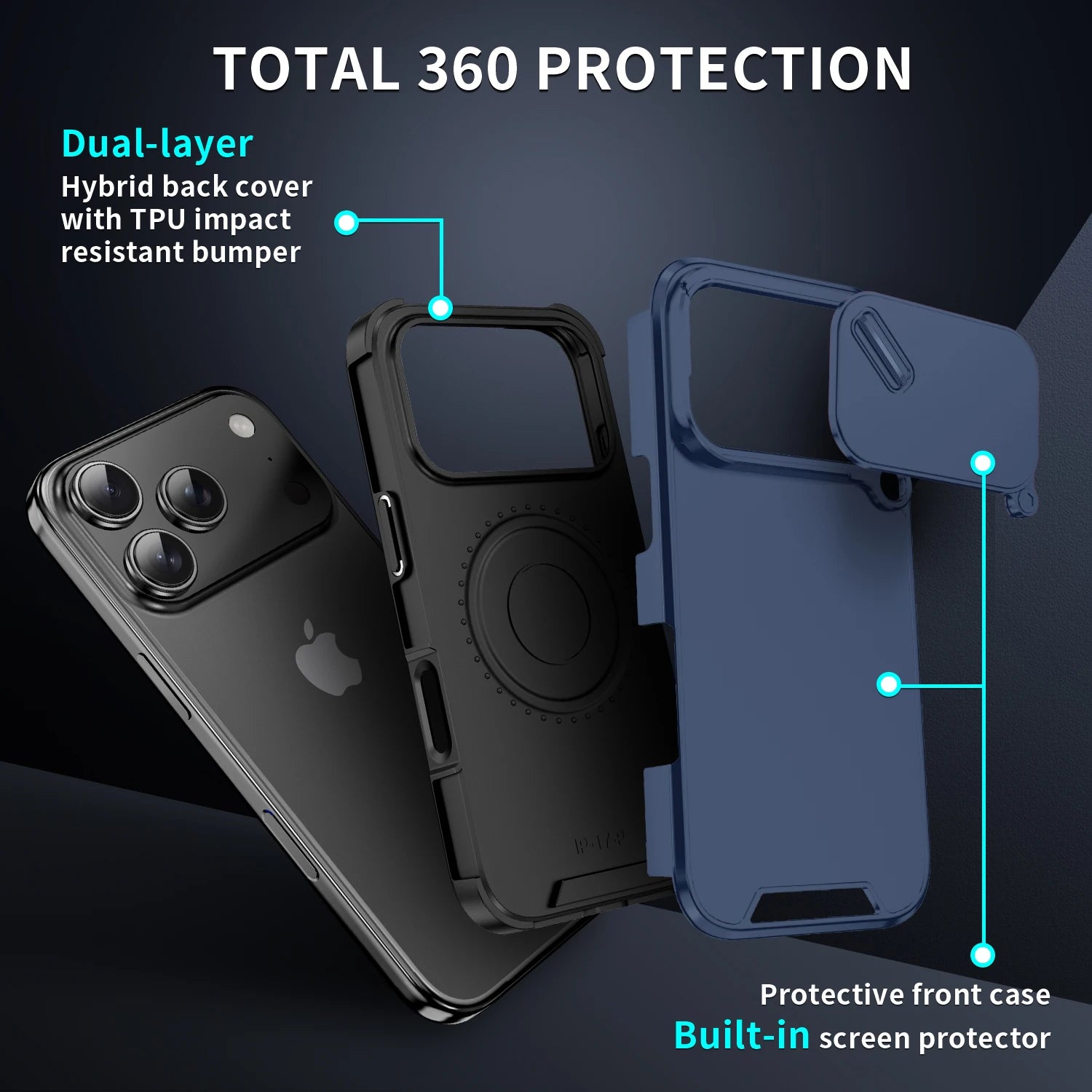 Shockproof Case For iPhone 15 14 13 12 11 16 17 Pro Max 15 Plus 16E Cover Slide Camera Protective Cases For iPhone 17 Air 17Pro