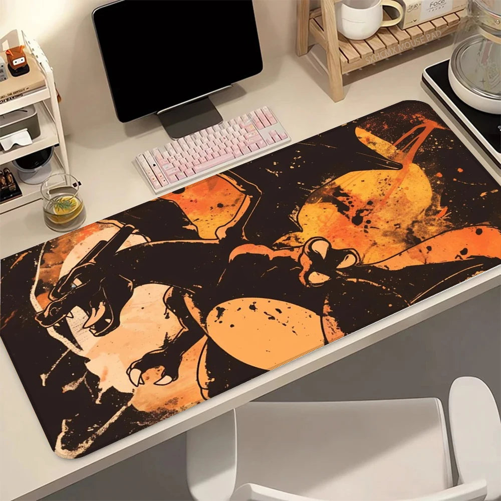 Gigantamax Charizard P-Pokemon Mouse Pad Large Extended Keyboard Mat Stitched Edges Ideal for Anime Collectors & Gamer Gifts
