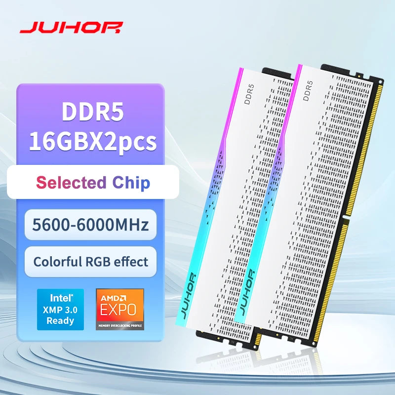 JUHOR Desktop Memory RGB DDR5 16GBX2 6000MHz 5600MHz High speed Memory Ram - WinSupport Tech
