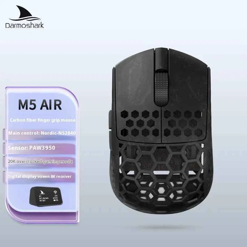 Darmoshark M5Air Forged Carbon Fiber Wireless 8K Macro Mouse 30KDPI Finger Grip Small Hand Mice 30g Lightweight