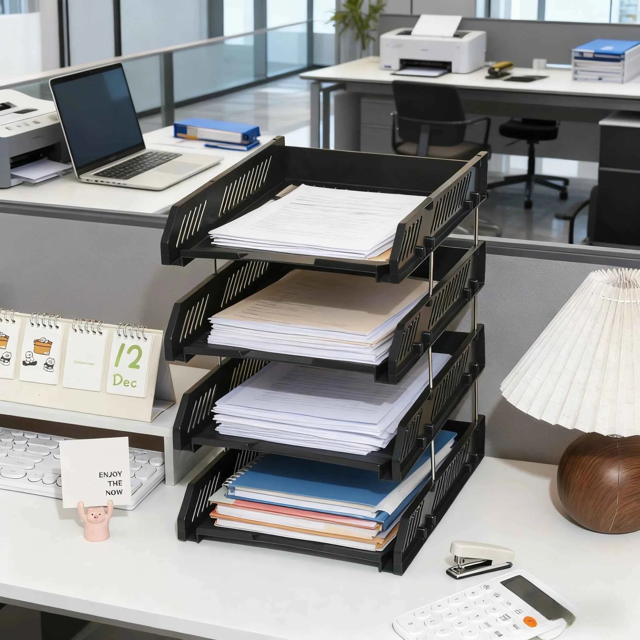 Four-Layer File Tray with Hollow File Compartments, Detachable Storage Rack, File Frame for Organizing Documents, Multi-Layer and Thickened