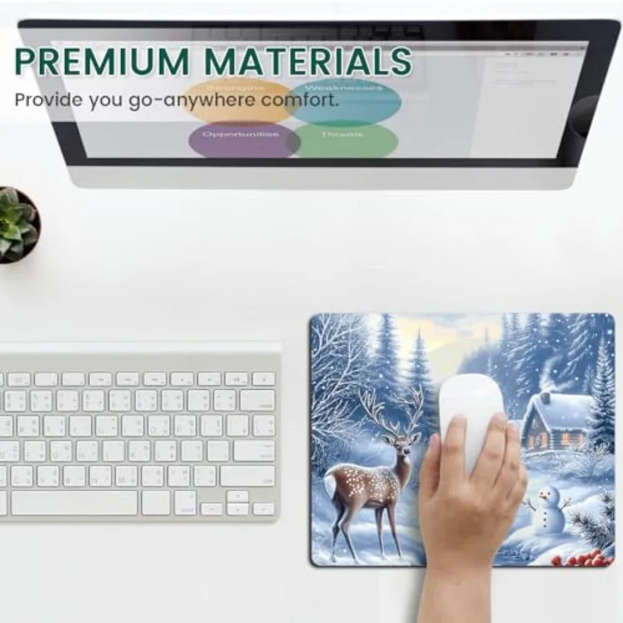 Mouse Pad, Snowy Moutain Scenery Patterned Mouse Pad Non-Slip Rubber Base Mousepad Waterproof Gaming Mice Pad for Computers Lap