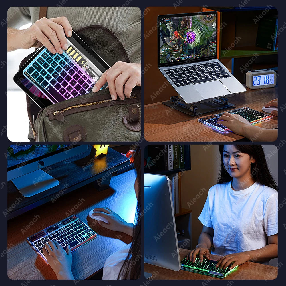 Transparency Bluetooth Keyboard For Tablet Phone Wireless Keyboard Korean Russian French Arabic Tablet for iPad Android